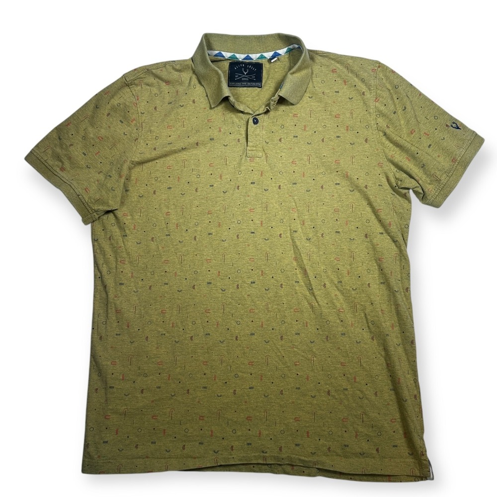 Allen Solly Yellow Polo Cool Pattern Cotton Size Men's XL